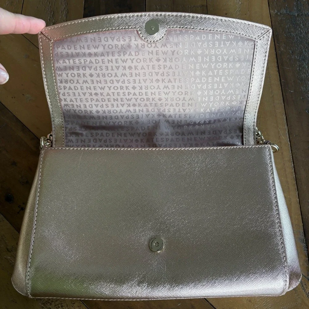 NWOT Kate Spade Rose Gold Metallic Saffiano Leather Crossbody Handbag Purse